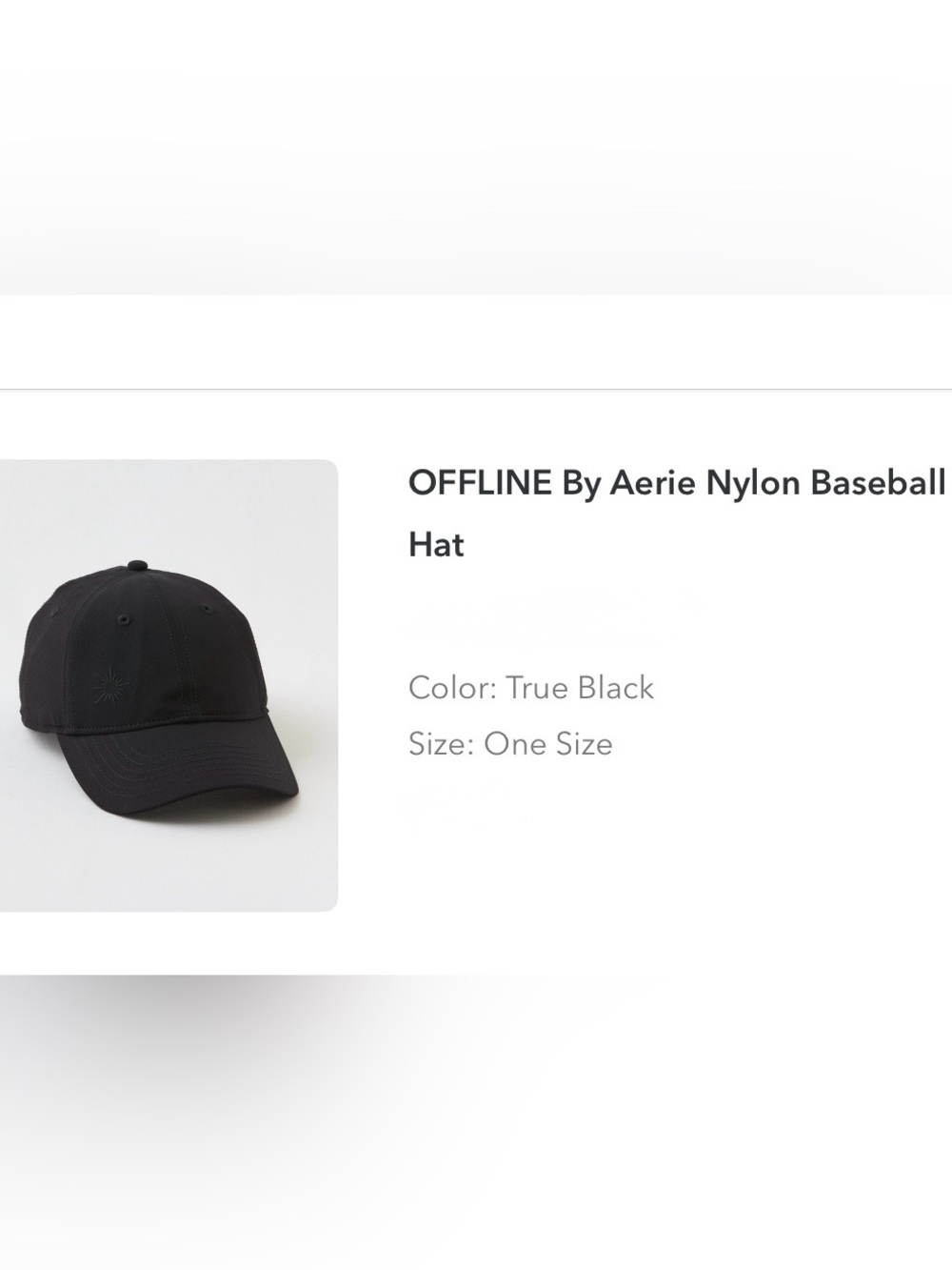 aerie True Black Nylon Baseball Cap